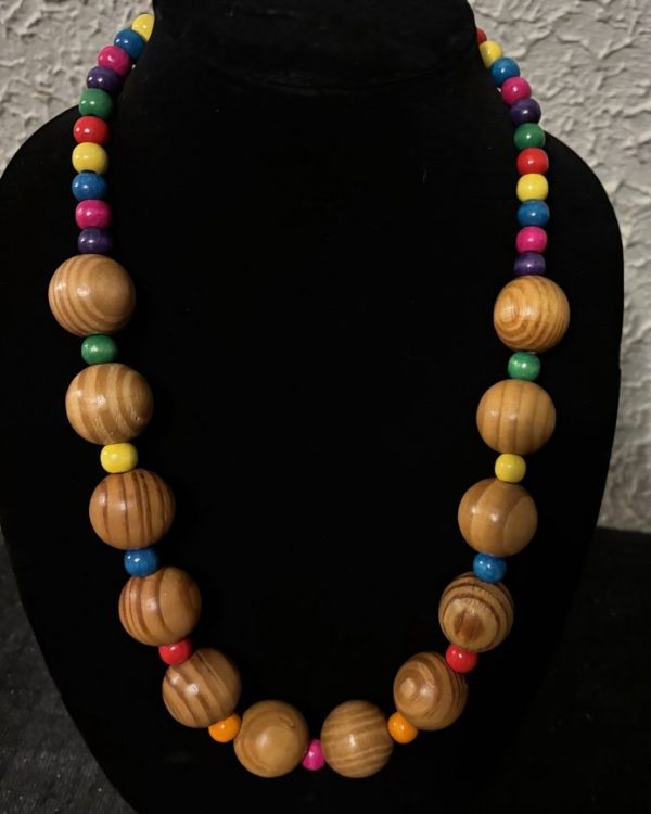 Light Brown & Multicolor Wooden Bead Set view 2