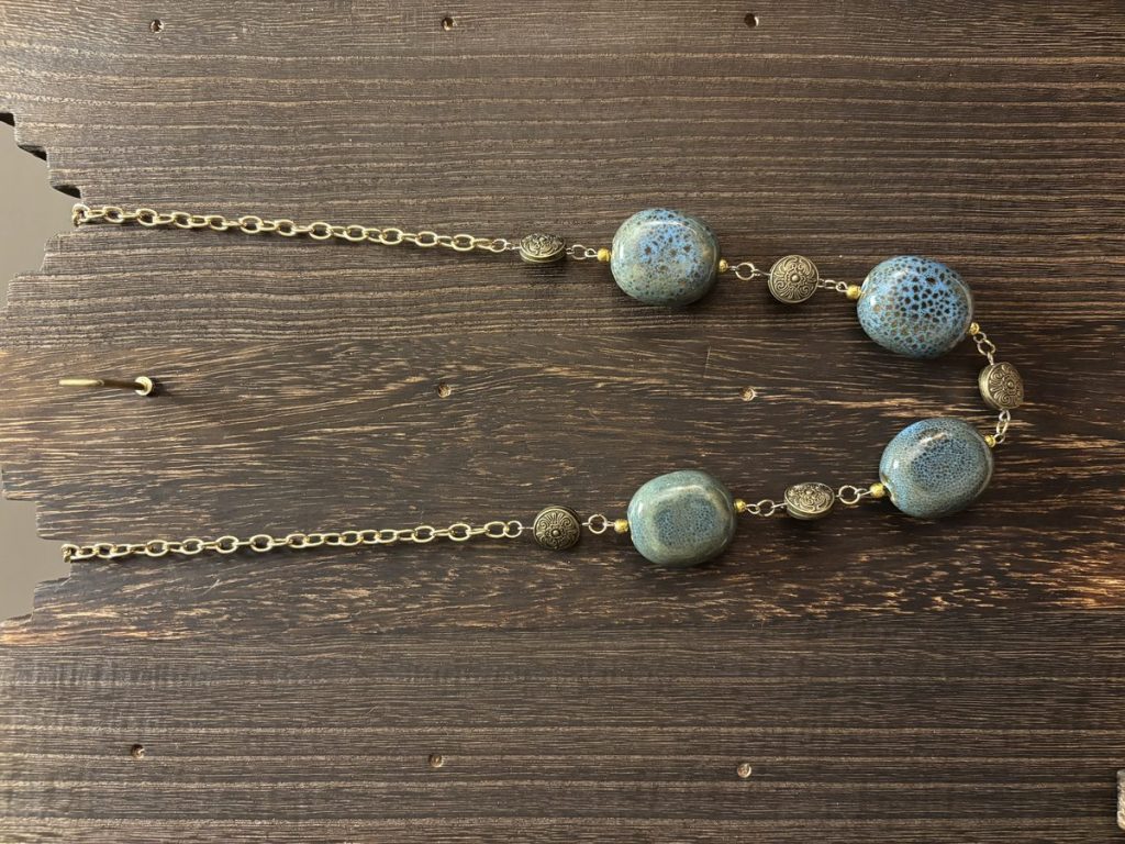 Chunky Blue & Brown Stone Necklace