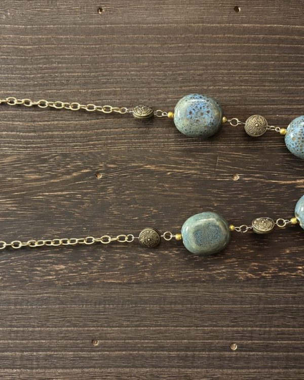Chunky Blue & Brown Stone Necklace