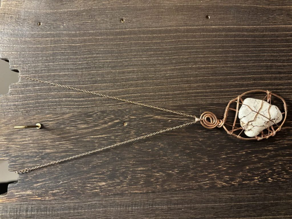 Copper-Wrapped White Agate Necklace