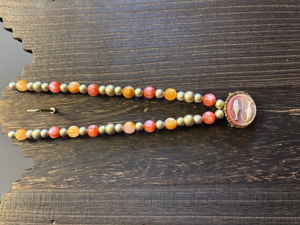 Upcycled Coral & Orange Fish Cameo Necklace