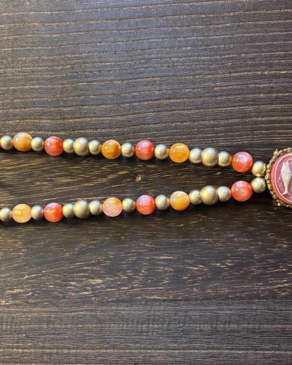 Upcycled Coral & Orange Fish Cameo Necklace