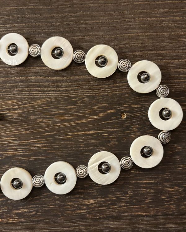 Mother of Pearl with Floating Hematite Necklace