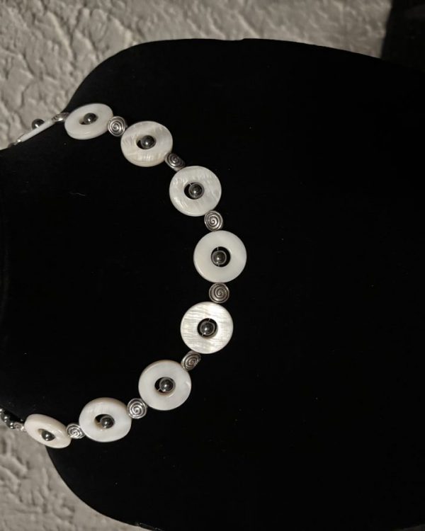 Mother of Pearl with Floating Hematite Necklace view 2