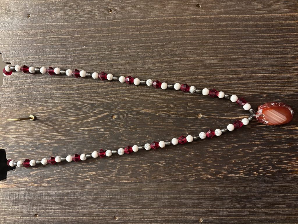 Ruby Crystal, Hematite & White Agate Necklace