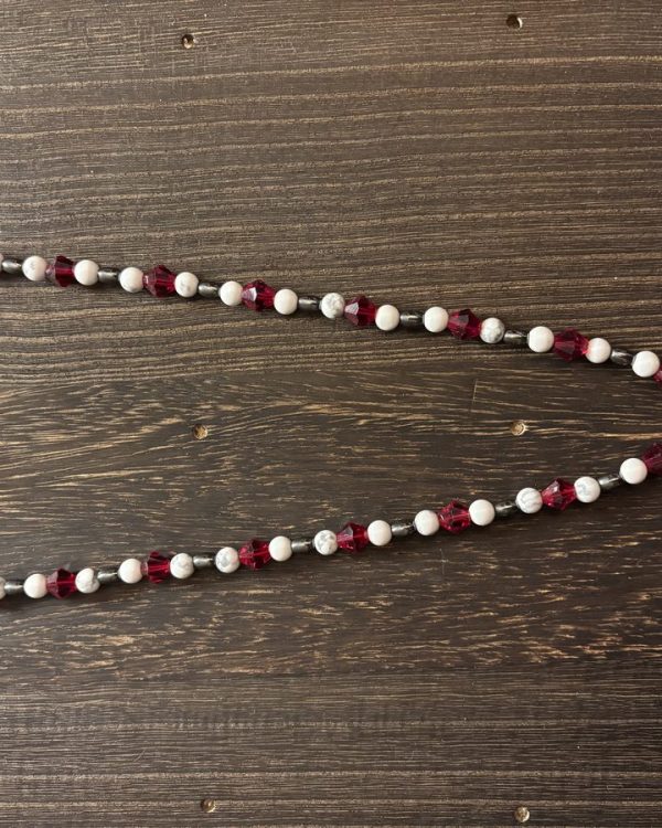 Ruby Crystal, Hematite & White Agate Necklace
