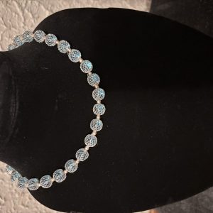 Silver-Wrapped Blue Glass Necklace