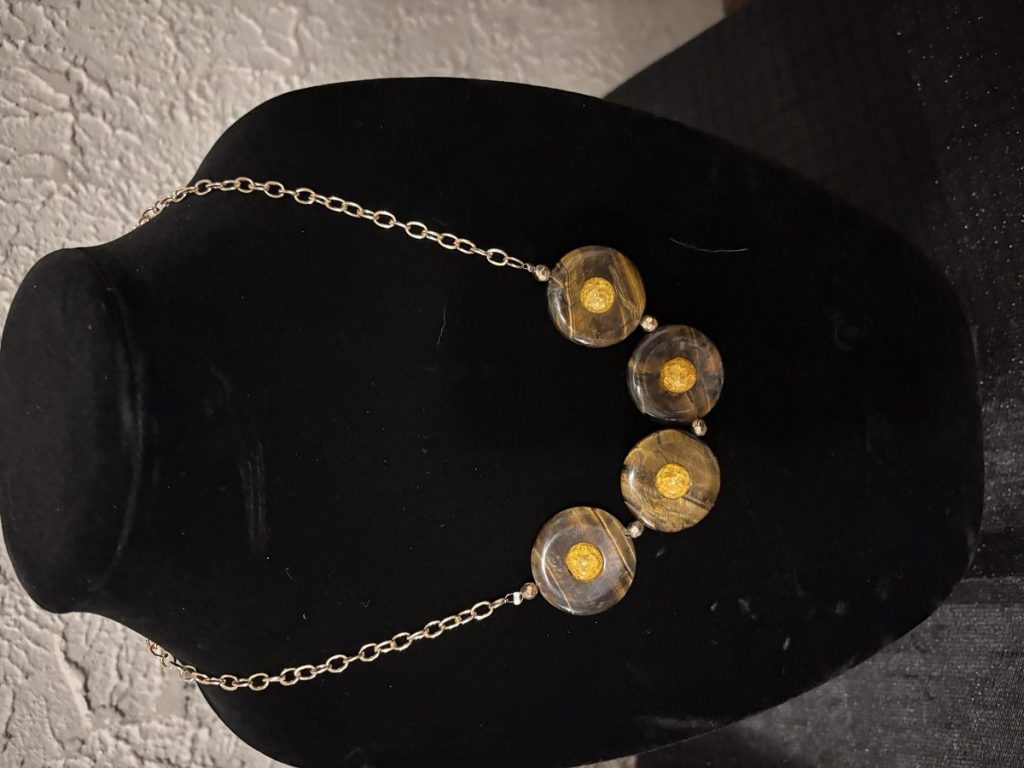 Tiger's Eye & Yellow Crackle Glass Necklace