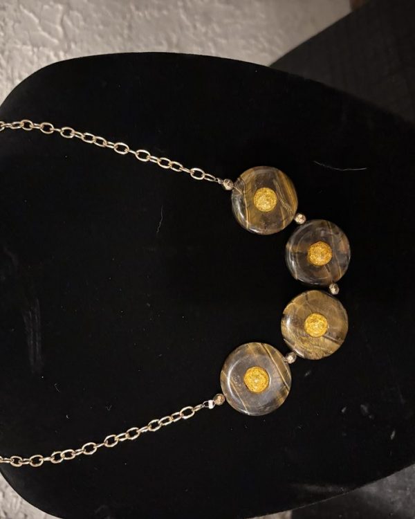 Tiger's Eye & Yellow Crackle Glass Necklace