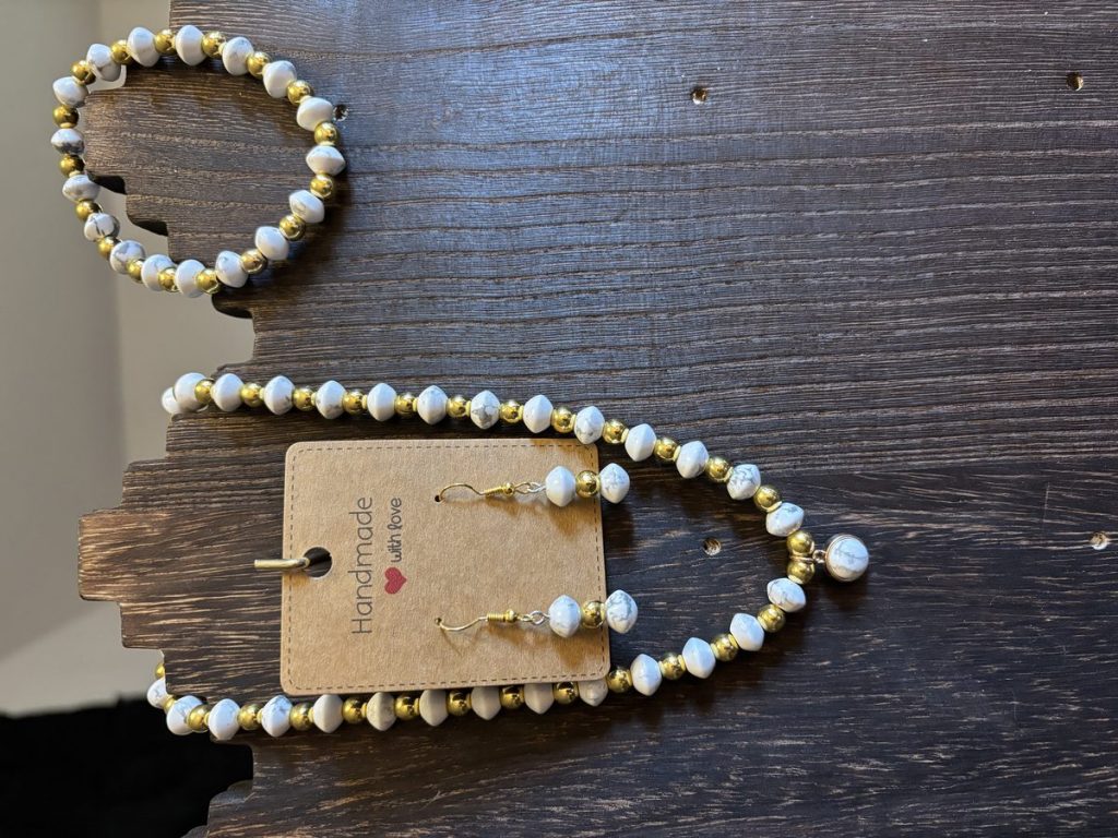 White Agate & Gold Set