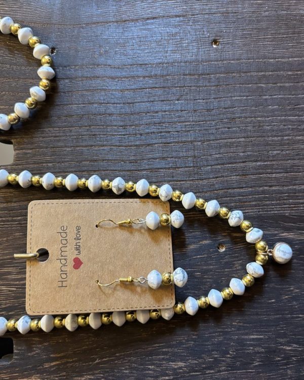 White Agate & Gold Set